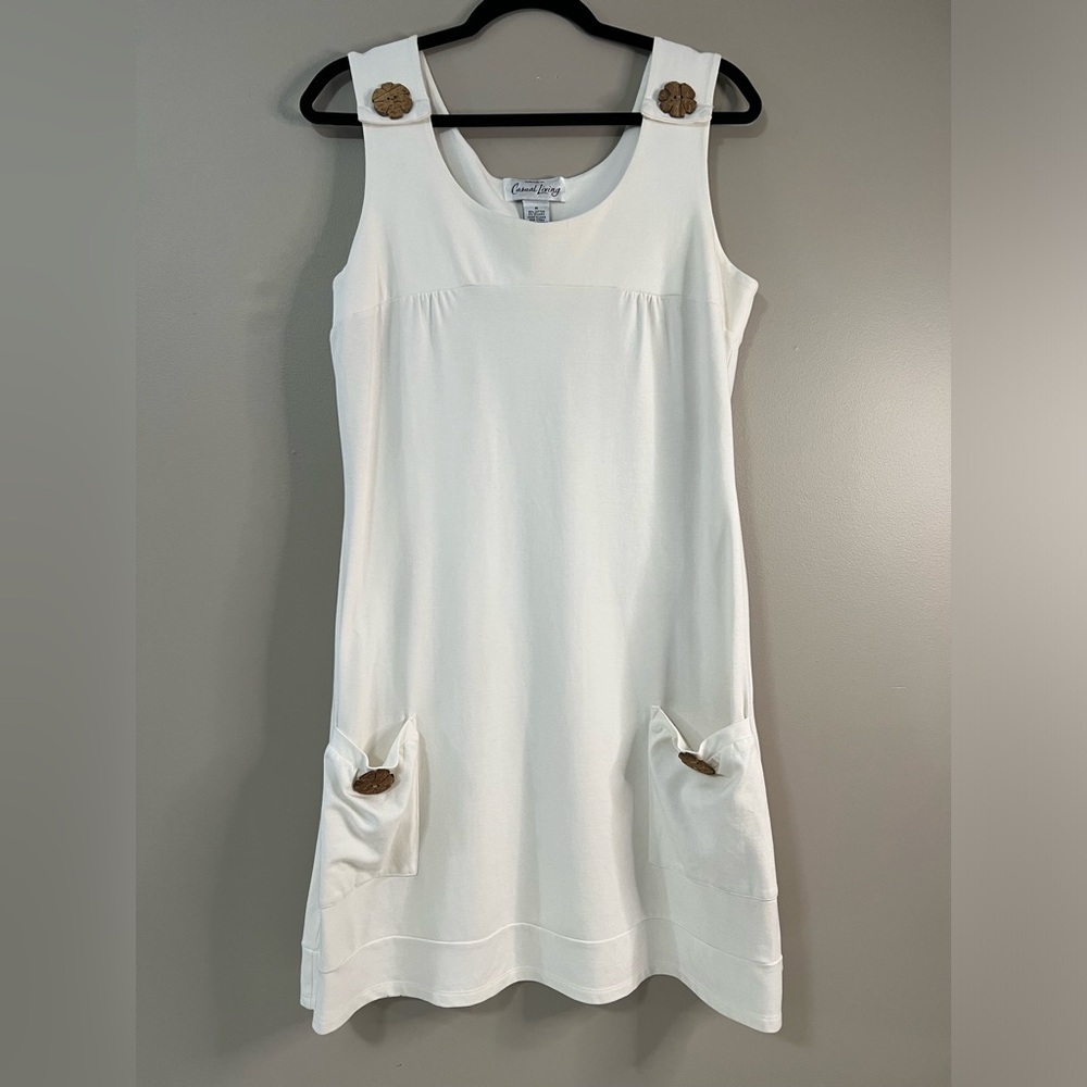 Exclusively for Casual Living Simple Creme Tank Dress w Pockets size Medium
